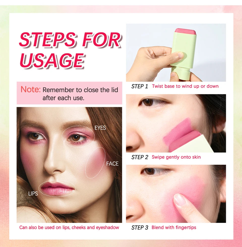 3-in-1 Cream Blush Stick — Lips, Eyes & Cheeks