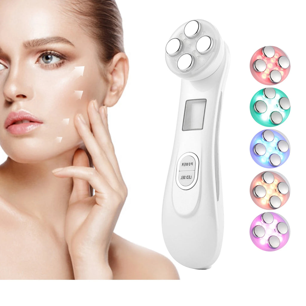 5-in-1 RF & EMS Facial Beauty Device – LED Light Therapy, Skin Lifting & Anti-Wrinkle