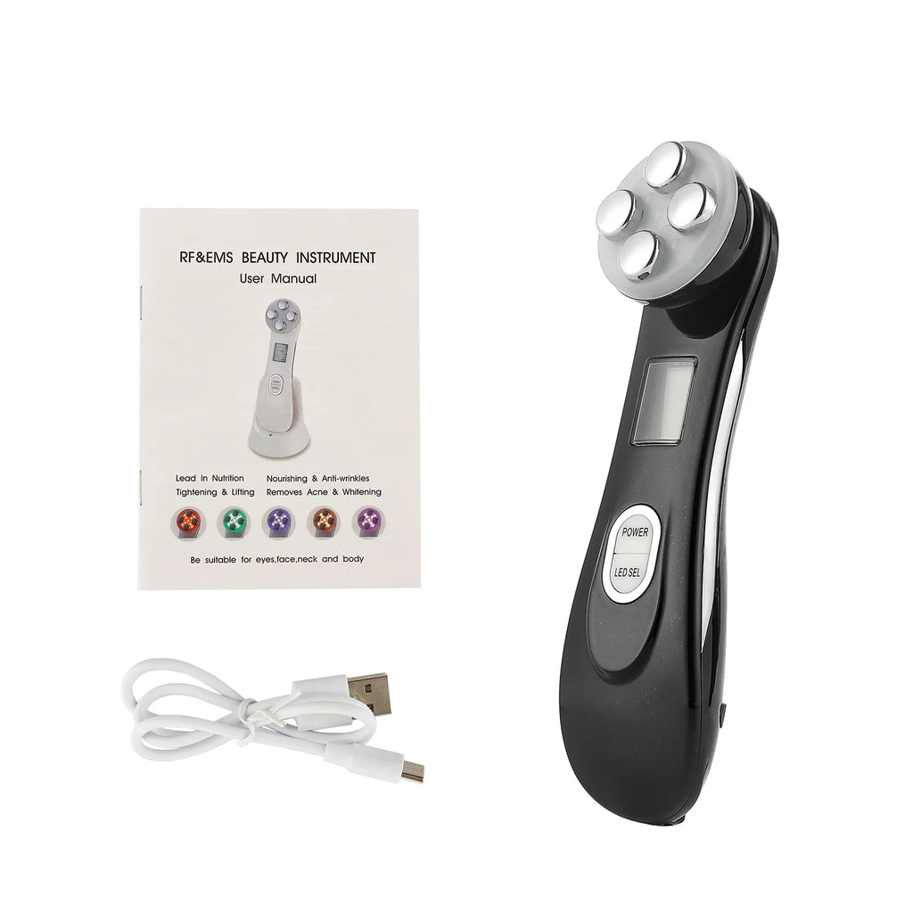5-in-1 RF & EMS Facial Beauty Device – LED Light Therapy, Skin Lifting & Anti-Wrinkle