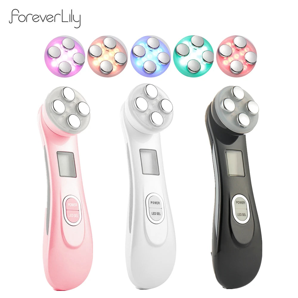 5-in-1 RF & EMS Facial Beauty Device – LED Light Therapy, Skin Lifting & Anti-Wrinkle